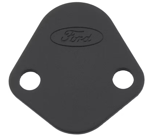 289-351W Fuel Pump Block off Plate. Black finish.